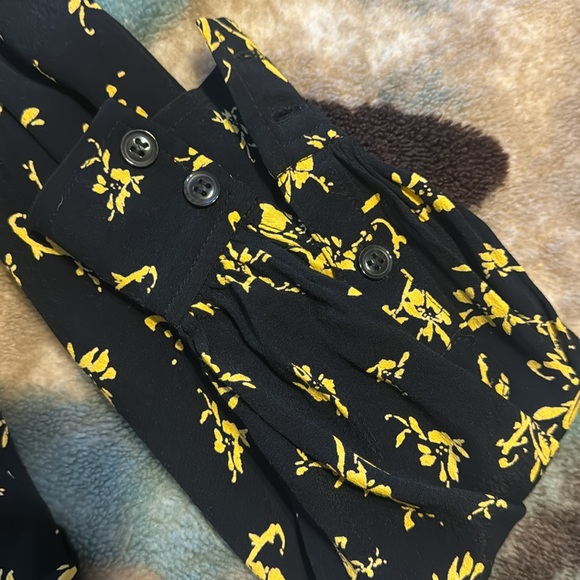 GANNI Floral Black (and yellow) Wrap Dress, Size 34 - Picture 5 of 6